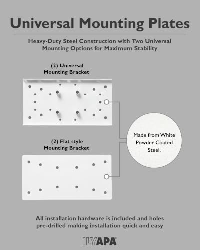 Ilyapa Double Mailbox Post for Outside - 43x4x4 inch White Metal Dual Mailboxes Post for Outside with Universal Mounting Bracket Plate for 2 Mailboxes - color: White Double