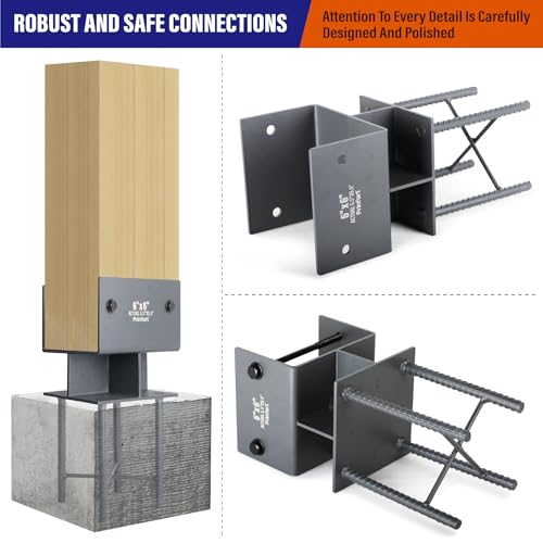 Stainless Steel 6"x6"(Actual 5.5"x5.5") Post Base Bracket Concrete, Wet Set Concrete Post Anchor Bracket Heavy Duty 1Pack - size: 6"-Wet Set
