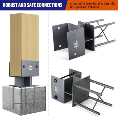 Stainless Steel 6"x6"(Actual 5.5"x5.5") Post Base Bracket Concrete, Wet Set Concrete Post Anchor Bracket Heavy Duty 1Pack - size: 6"-Wet Set