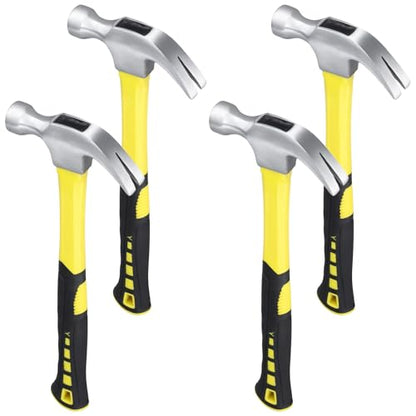 SOUJAP 4 PCS 8 oz Claw Hammer, 10.8 x 4.1 inch Carbon Steel Nail Framing Hammer with Non Slip Handle for Repairing, Furniture Assemble