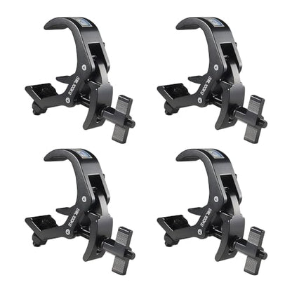 Truss Clamp Stage Light Clamp, 4PCS GZhuoNan Professional 38-60 mm Aluminium Black Light Clamps with TUV Certified, Heavy Duty 220LB Lighting Clamps, Fit for 1.5-2.4 Inch OD Tube/Pipe