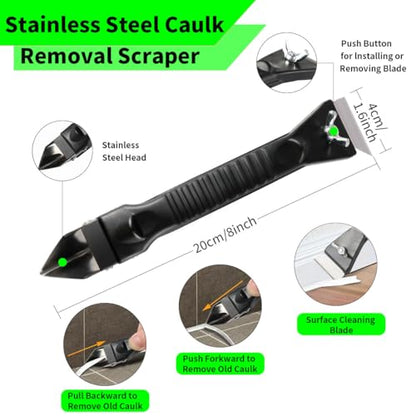 Green Caulk Gun Kit No Drip with Caulking Tools, 15:1 Thrust Ratio - color: Green