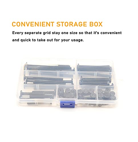 Dream on me, Delta, Graco, Fisher Crib Screws - M6-1.0 x 40/50/60/70/80mm Black Hex Socket Cap Bolts & Barrel Nuts Kit for Bed Frame & Bunk Bed