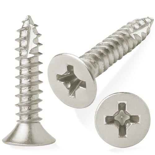 Cauldham Satin Nickel Wood Screws #9 x 1 Inch for Door Hinges - 25 Pack - color: Satin Nickel