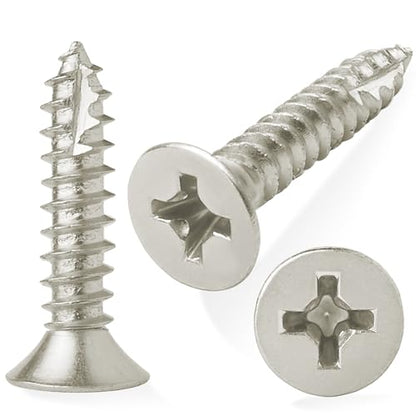 Cauldham Satin Nickel Wood Screws #9 x 1 Inch for Door Hinges - 25 Pack - color: Satin Nickel
