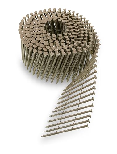 Simpson Strong-Tie S13A250CCT Collated Ring-Shank Siding Nail‚ 2-1/2-Inch by 0.090 Inch, 15 Gauge Wire Coil, Full Round Head, Diamond Point, Type 304 Stainless Steel, Tan (Pack of 3600)