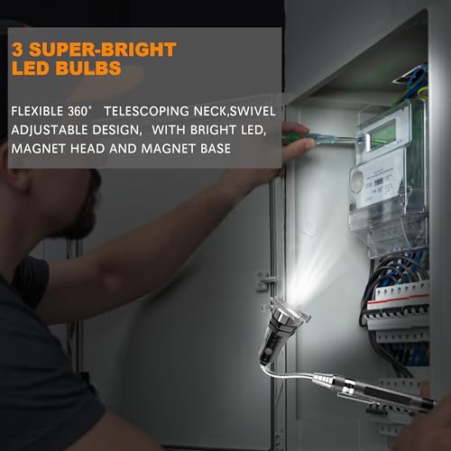 Gifts for Men, Stocking Stuffers for Men, Magnetic Pickup Tool White Elephant Gifts for Adults, Christmas Dad Gifts for Dad Him Husband Birthday, Telescoping Magnet w/LED Flashlight Cool Stuff Gadgets
