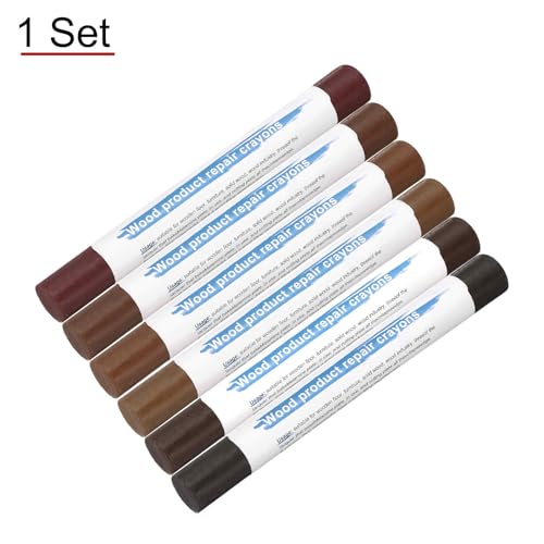 HARFINGTON Wood Filler Sticks 6 Colors Wooden Wax Touch Up Furniture Repair Crayons for Wood Brown, Rosewood, Wood, Teak, Brown Walnut - color: Exotic Woods Series
