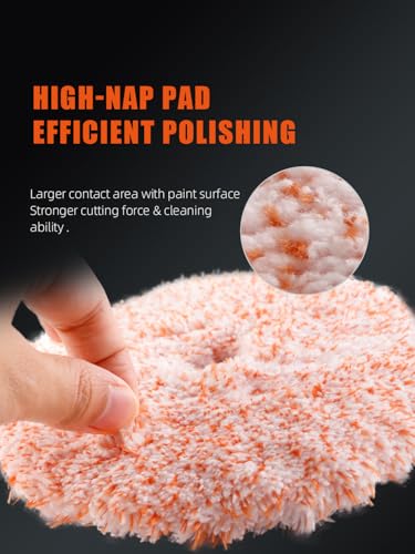Buffing Polishing Pads, SPTA 6 Inch 150mm Body Repair Polishing Pad Set Made for 6 Inch Backing Plate, 6 Pcs Buffing Pads with Sponge, Wool and Micro-Fiber Pad Set for Car Detailing polishing Buffing - size: 6 Inch (150mm)