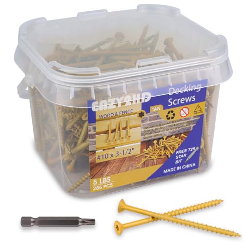 Eazy2hD Deck Screws # 10 x 3-1/2 Inch, 285 Pcs, Steel Exterior Wood Screw - size: # 10 x 3-1/2"