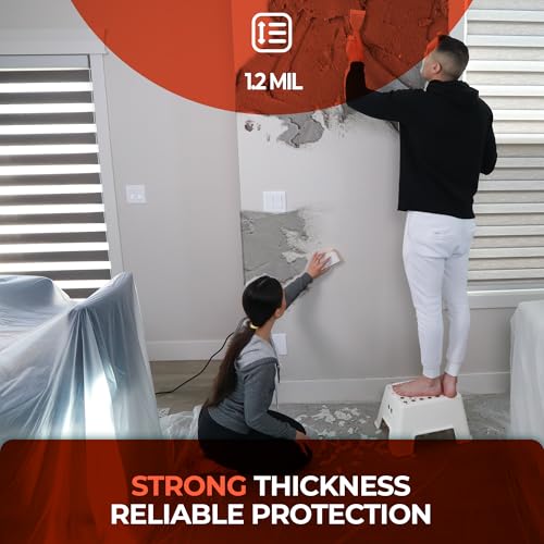 CS 1 Pack Clear Plastic Drop Cloth for Painting & Decorating, 12x9Ft Each - size: 1 PK - 1.2 mil