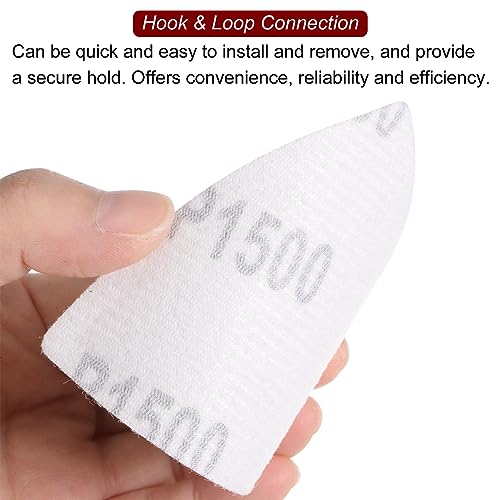HARFINGTON 60pcs Triangular Hook & Loop Sandpapers 1500 Grits 3-1/8" Aluminum Oxide Sanding Pads Random Orbital Mouse Detail Sander Papers Oscillating Multi Tool Sheets - size: 1500 Grits
