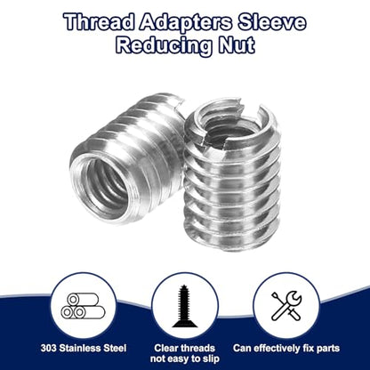 uxcell 30Pcs Threaded Insert, Stainless Steel M4-0.7 Female to M6-1 Male Repair Nut 8mm Long Thread Adapters Sleeve Reducing Nut Thread Repair Screw for Hardwoods Softwoods - size: M4 x M6 x 8mm