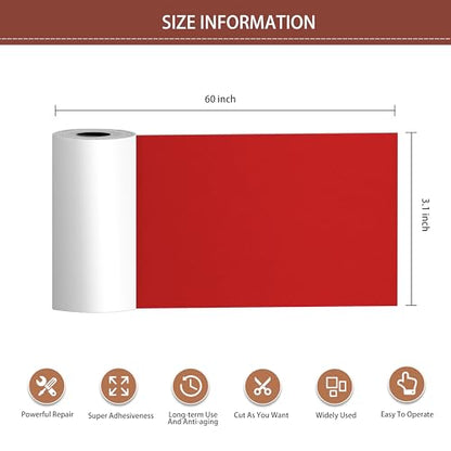 Besezx Leather Repair Patch Tape Kit, Self Adhesive Leather Repair for Furniture, Couch, Sofa, Car Seats,Office Chair,Vinyl Repair Kit.3.1inx60in - color: Deep red, size: 3.1 in x 60 in