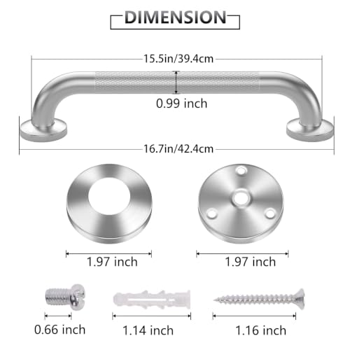 Grab Bars for Shower, 2 Pack 16 in Anti Slip Safety Bath Handle for Senior - size: 16 Inch