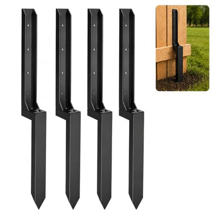 4 Pack Fence Post Repair Kit, No-Dig Spikes for 4x4 Wood Posts