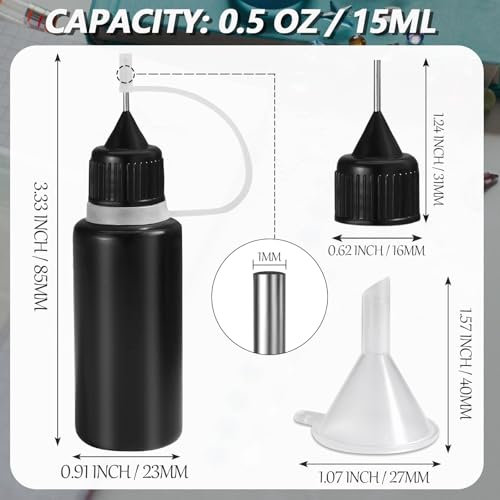 HARSKIYER 15ml Precision Tip Bottles, 10 Pcs Black 2 Funnels - size: 15ml