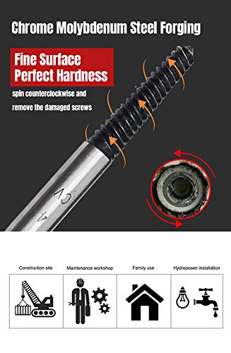 6pcs Damaged Screw Extractor Set, Stripped Screws Broken Bolt Extractor Set,Fine Thread Bad Screw Stud Remover for Stripped Screws Nuts - color: 6-pcs