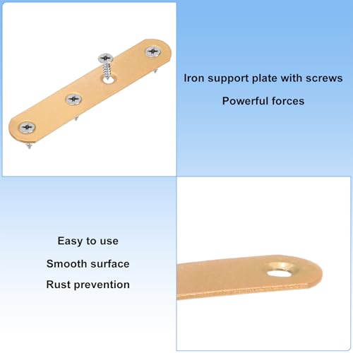 M METERXITY 10-Pack Flat Straight Brackets 3.74x0.71in, Gold - color: Gold, size: 95mm
