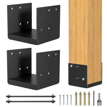 2-Pack 6x6 Post Base Adjustable Wood Anchor Bracket Decorative Plate - size: 6IN