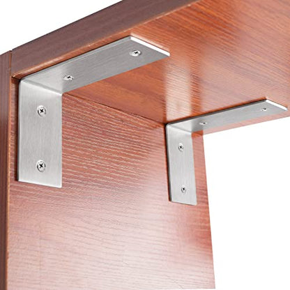 YUMORE Heavy Duty L Brackets, 5×3×1.8 in Shelf Brackets, Brushed Nickel - color: Brushed Nickel, size: 5"x3"x1.8"