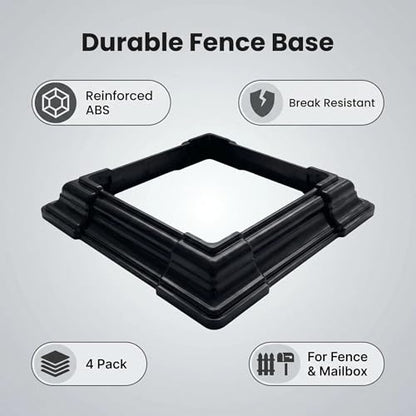 6 x 6 Inches ABS Post Sleeve, Adjustable Skirt, Black, 4 Pack - color: 4Pack-Black
