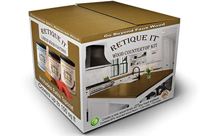 Retique It Liquid Wood Countertop Kit with Wood Gel Stain - Genuine Wood Finished countertops (64 oz (All Countertops), 60 Dark Pecan), 42 oz (All Countertops) (RETQ-WoodnStain) - color: 60 Dark Pecan, size: 42 oz (All Countertops)
