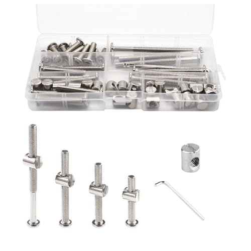 100pcs Baby Bed Crib Screws Hardware Replacement Kit- M6x40mm/ 50mm/ 60mm/ 70mm/ 80mm Hex Drive Socket Cap Screws Barrel Nuts Assortment Kit for Beds Headboards Chairs Furniture. - size: 100pcs