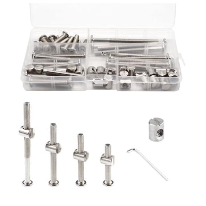 100pcs Baby Bed Crib Screws Hardware Replacement Kit- M6x40mm/ 50mm/ 60mm/ 70mm/ 80mm Hex Drive Socket Cap Screws Barrel Nuts Assortment Kit for Beds Headboards Chairs Furniture. - size: 100pcs