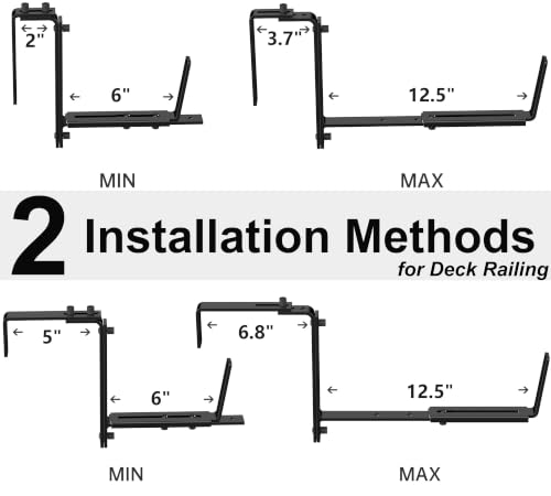 Y&M 6 Pack Window Box Brackets, Adjustable Railing Planter Box Brackets - size: 6p