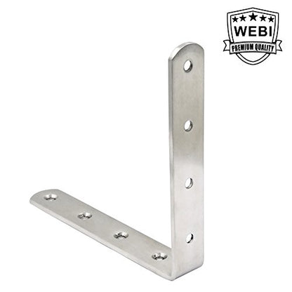WEBI L Brackets Corner Bracket,90 Degree Stainless Steel Corner Brace- 8 Packs 4 mm Thick 6" X 6",Heavy Duty Shelf Brackets Right Angle Bracket for Shelf, Wood, Furniture, Brushed Nickel - size: 6"L*6"H(Brushed Nickel)-4mm Thick-8pcs