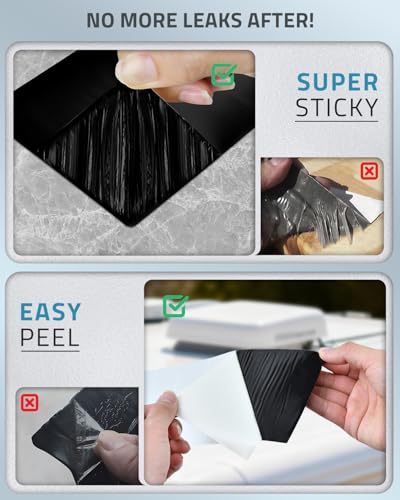 PAULINN RV Camper Roofing Repair Sealant Tape Black, 4 Inch X 50 Foot Natural Rubber Roof Sealing Tape, UV & Weatherproof Roof Seal Tape for RV Camper Trailer Boat Sealing Leak Repair - style: 4in*50ft, Black