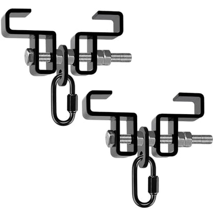 SELEWARE Heavy Duty Punching Bag Hanger, Steel I Beam Clamp for Heavy Bag - color: A. Beam Clamp with Carabiner (2 Pack)