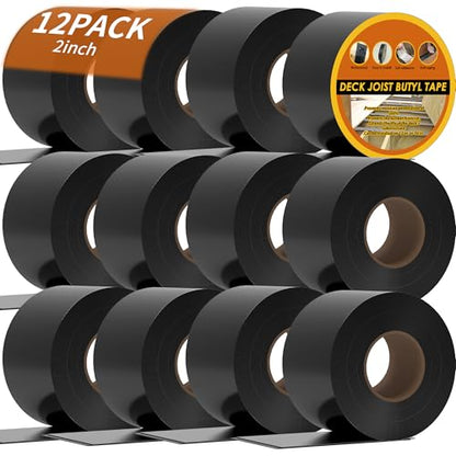 Butyl Joist Tape for Decking 2''×50', 12 Pack Waterproof Deck Tape - size: 12pack 2" x 50'