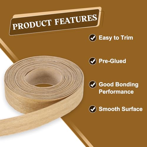 uxcell 1 Inch x 25ft Wood Veneer Edge Banding, Pre-Glued Flexible Ash Edging Strips, Iron on with Hot Melt Adhesive Wood Tape for Cabinet Repair and Furniture Restoration - size: 1 Inch x 25ft