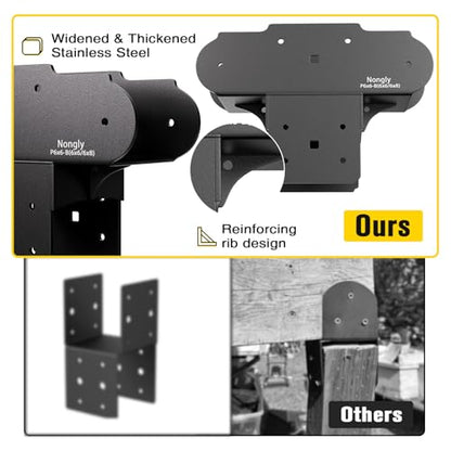 Post Anchor Connector Post Base Bracket for Supporting Wood Beams (2Pack, 6x6-6x8) - size: 6x6-6x8, style: 2Pack