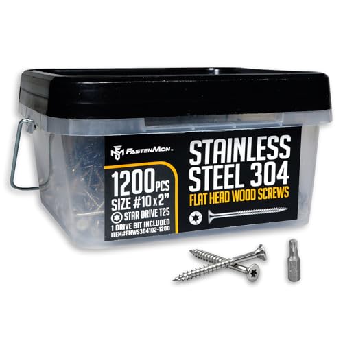304 Stainless Steel Deck Screws, #10 x 2, 1200 PCS - size: #10 x 2", style: 1200 PCS