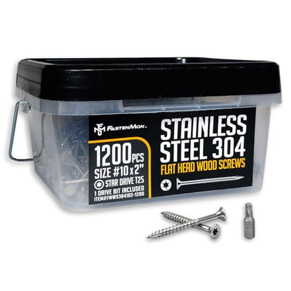 304 Stainless Steel Deck Screws, #10 x 2, 1200 PCS - size: #10 x 2", style: 1200 PCS