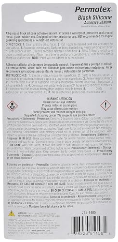 Permatex 81158 Black Silicone Adhesive Sealant, 3 oz. Tube, Pack of 2 - size: Pack of 2