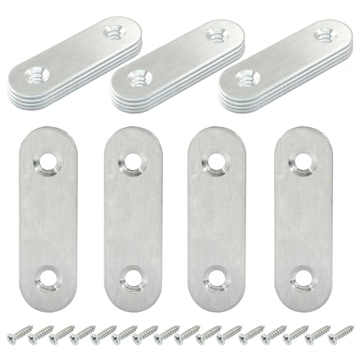 16 Pack 2 Inch Stainless Steel Flat Plate Straight Bracket - size: 2"-50mm-Silver