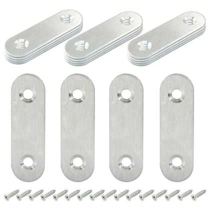 16 Pack 2 Inch Stainless Steel Flat Plate Straight Bracket - size: 2"-50mm-Silver