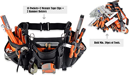 WELKINLAND 18-Pocket Carpenter tool belt, Easy-Access HVAC Tool Belt