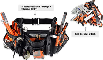 WELKINLAND 18-Pocket Carpenter tool belt, Easy-Access HVAC Tool Belt
