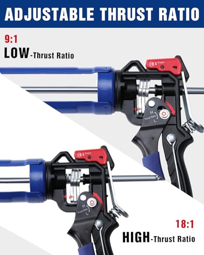 WORKPRO Caulking Gun, Hand Caulk Gun with Adjustable 9:1&18:1 Thrust Ratio - size: 10 oz