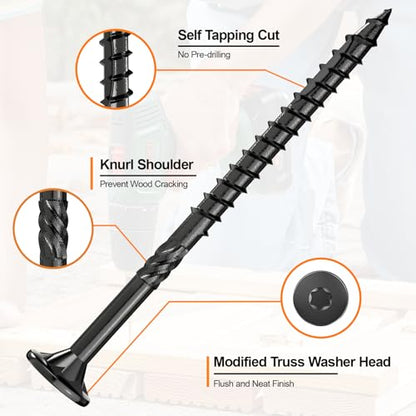 #10 x 3” Deck Screws, 108Pcs Star Drive Wood Screws - color: Black, size: 3 Inch