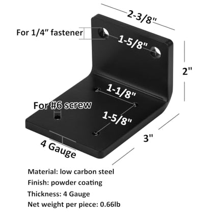 heneng 4 Pack L Bracket,Heavy Duty Angle Corner Brace,4 Gauge