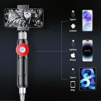 Articulating Borescope 360°Rotation, for Home & Auto Inspection