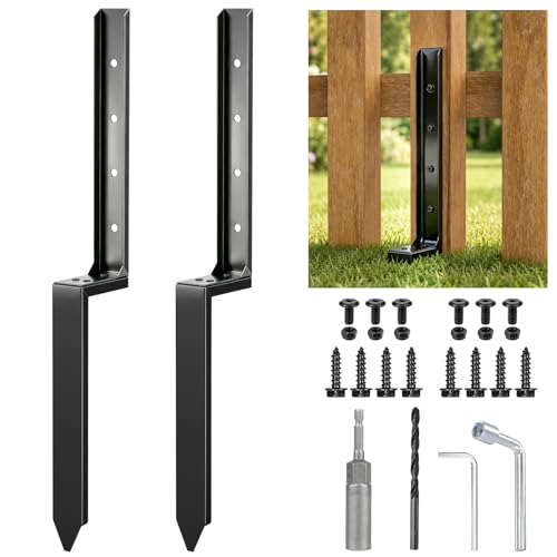 2 Pack Fence Post Repair Kit, Removable Anchor Spike for Wood Post - size: 2 PCS