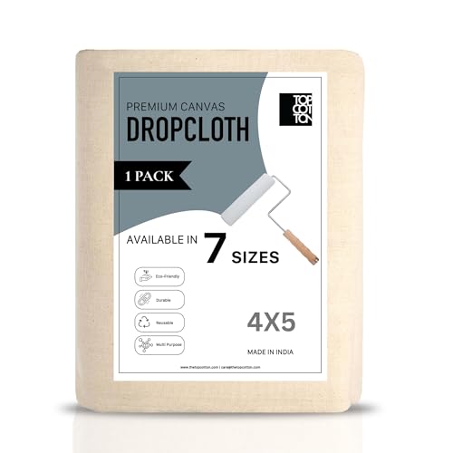 4x5ft Recycled Cotton All Purpose Canvas Tarp Cover Painter Drop Cloth-1Pk - size: Pack of 1 - 4' x 5' (Standard)