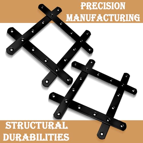 12Pack Straight Brackets Black, 8Inch 200MM Mending Plate Metal Brackets for Brace, Heavy Duty Joining Plates for Wood Fence Bookcase Cabinet, Straight Brace Repairing Mending Plates - size: 8 Inch (12 Pack)